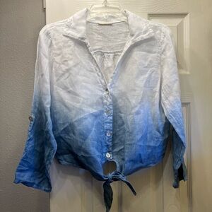 Milio Milano Ombré button down linen shirt